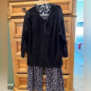 Hotel Spa Collection Elegant Black and Purple Pajama Set Sz 2XL